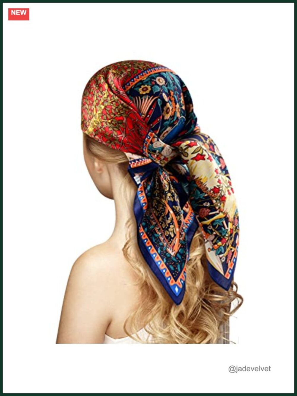 100% Mulberry Silk Head Scarf for Women - 27" Square Fashion Scarf, Turban,